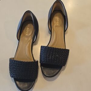Talbots Navy Woven Open-Toe D'Orsay Flats